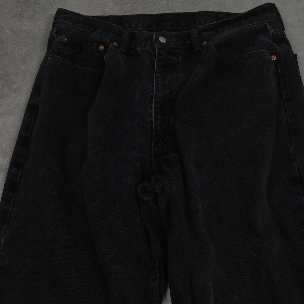 Levis 550 Jeans Mens 38x32‎ Black Denim Distressed Relaxed Fit Pockets Modern
